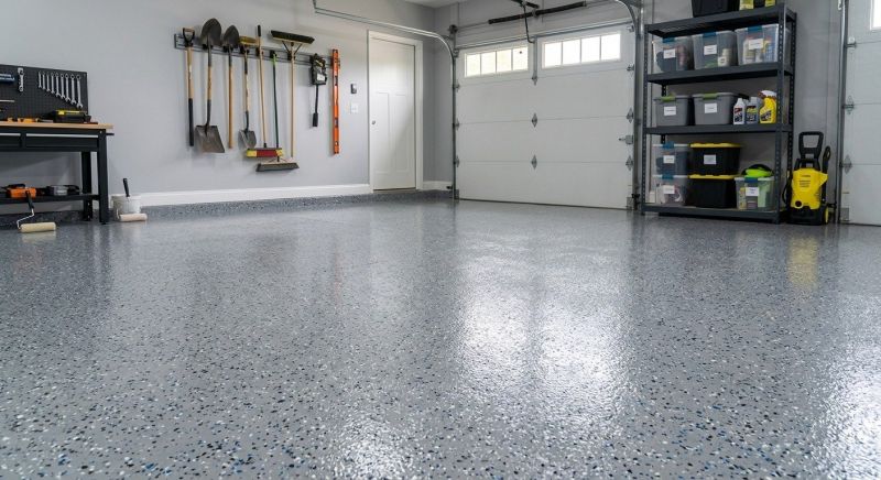 Speckled Garage Floor Painting in Annapolis, MD